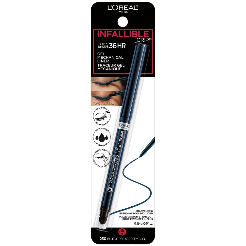 4 x L'Oreal Paris Infallible Grip Gel Smudge Proof Eyeliner, 230 Blue Jersey